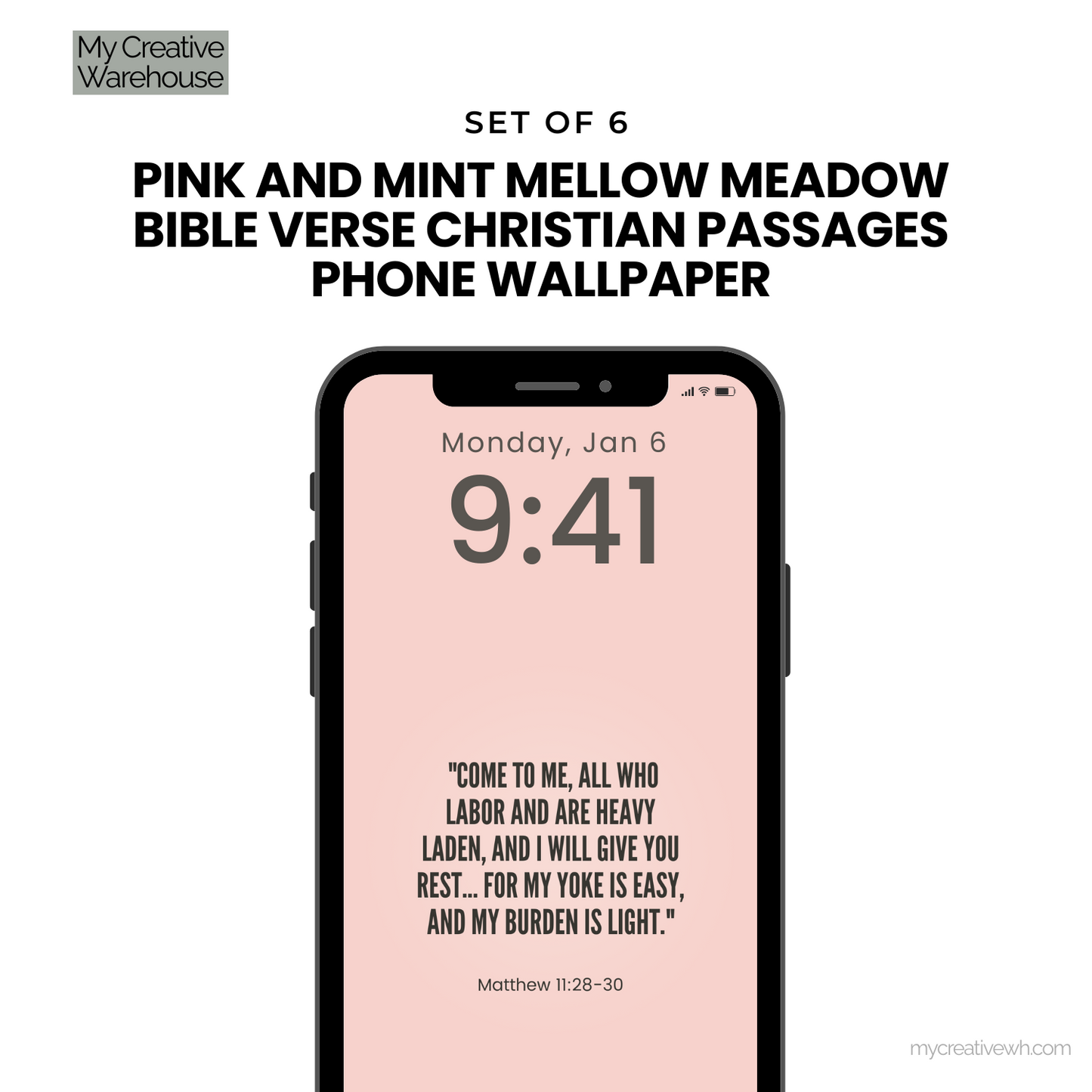 Pink and Mint Mellow Meadow Bible Verse Christian Passages Phone Wallpaper