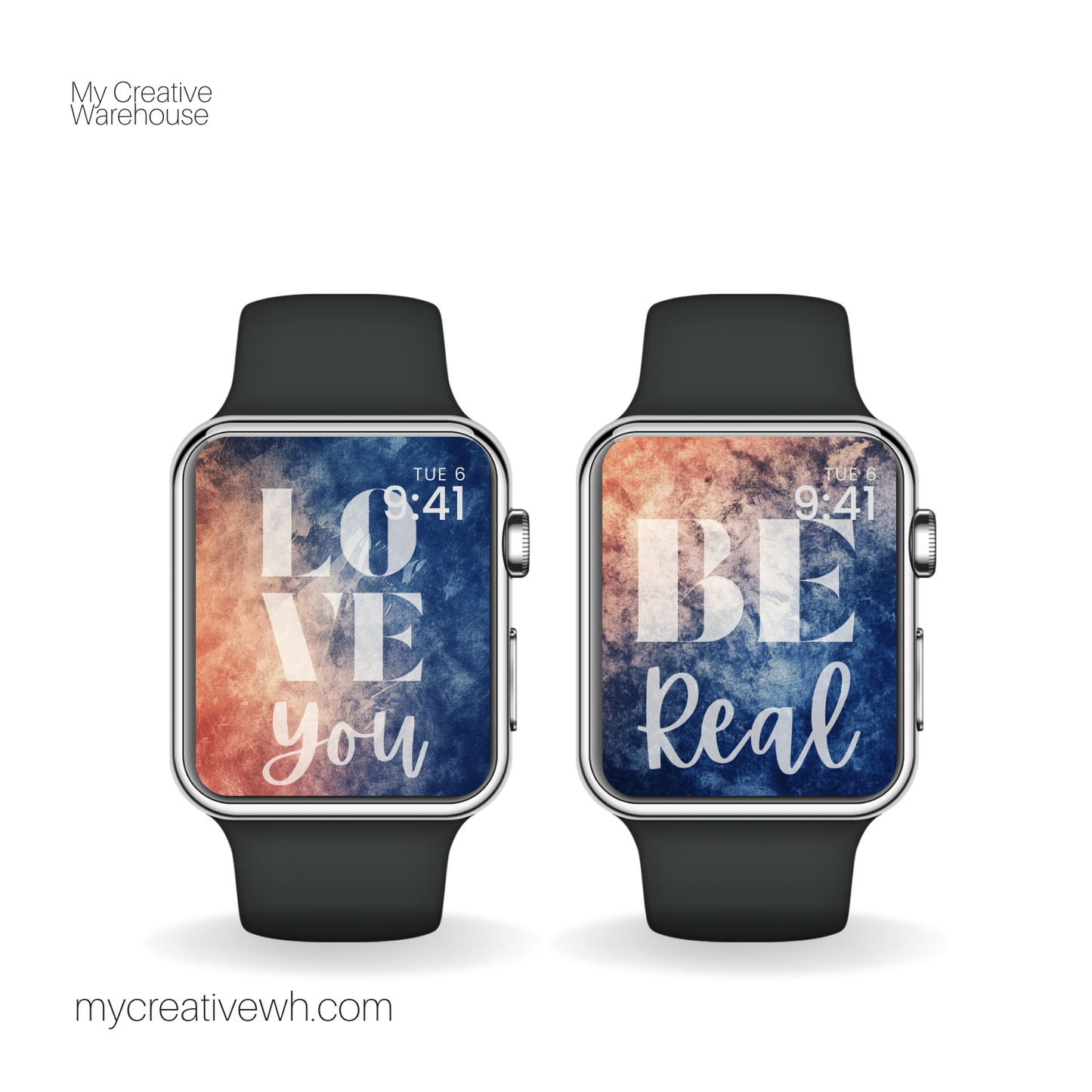 Positive Phrases Terracotta and Blue Watercolor Splash Apple Watch Wallpaper