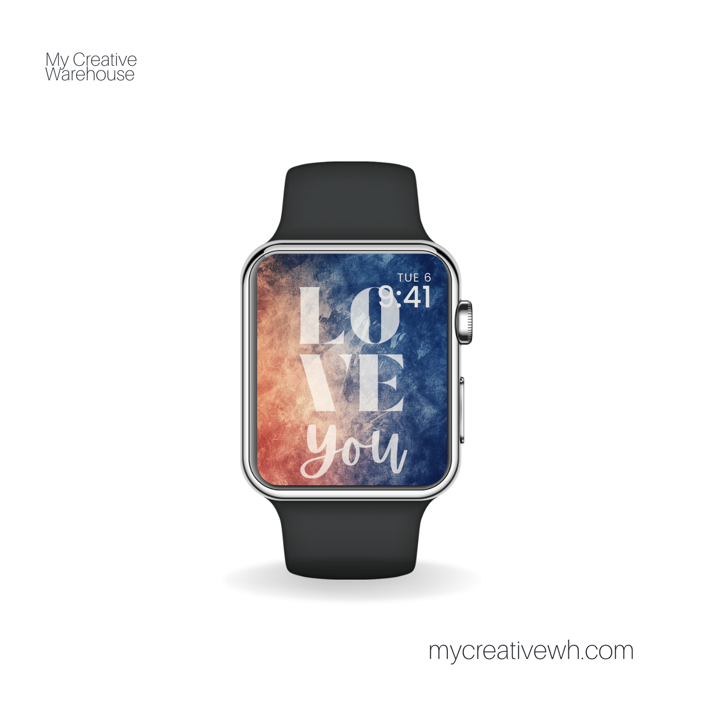 Positive Phrases Terracotta and Blue Watercolor Splash Apple Watch Wallpaper