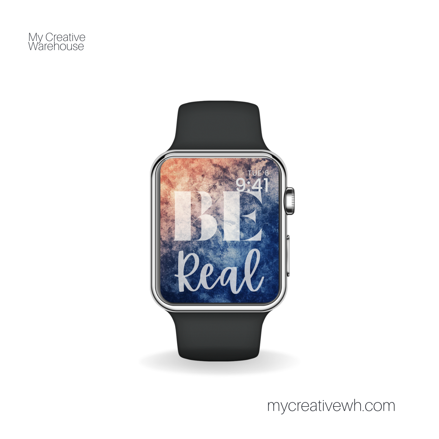 Positive Phrases Terracotta and Blue Watercolor Splash Apple Watch Wallpaper