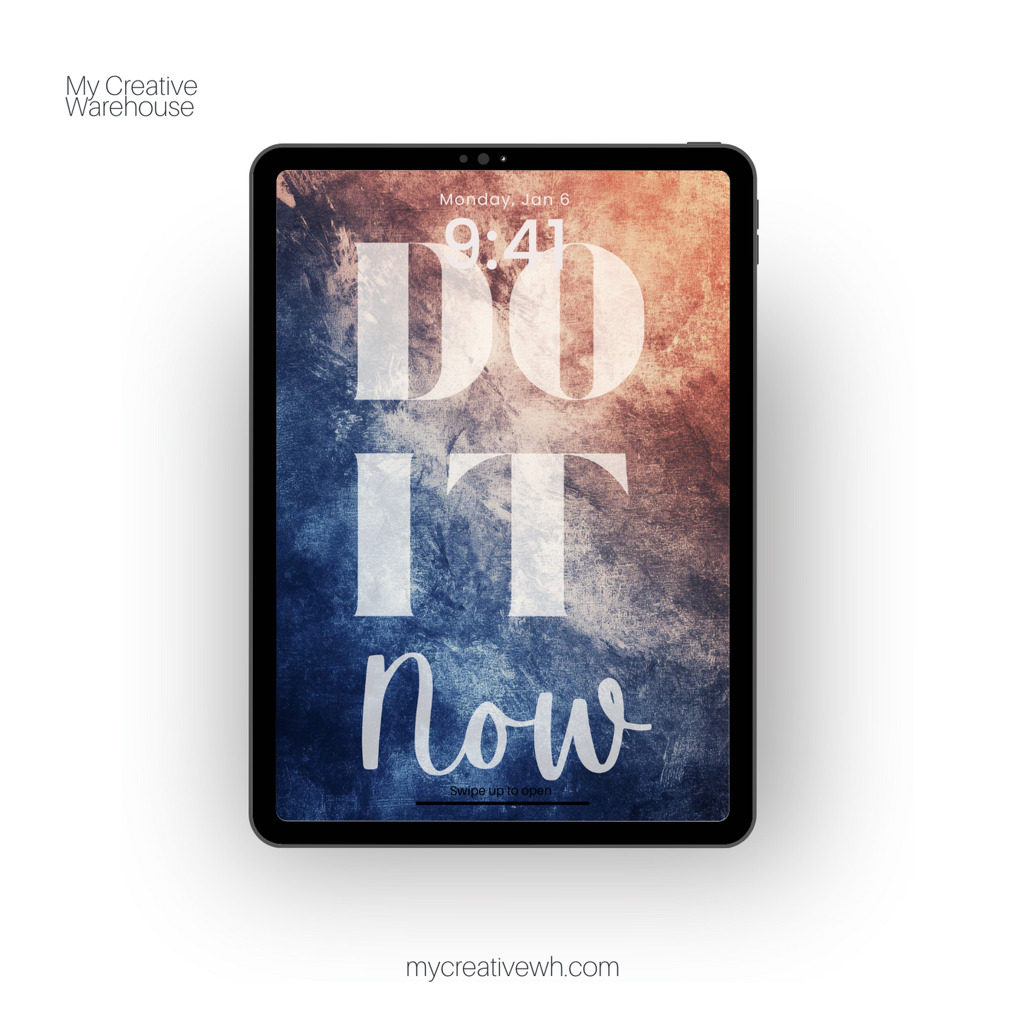 Positive Phrases Terracotta and Blue Watercolor Splash iPad Wallpaper