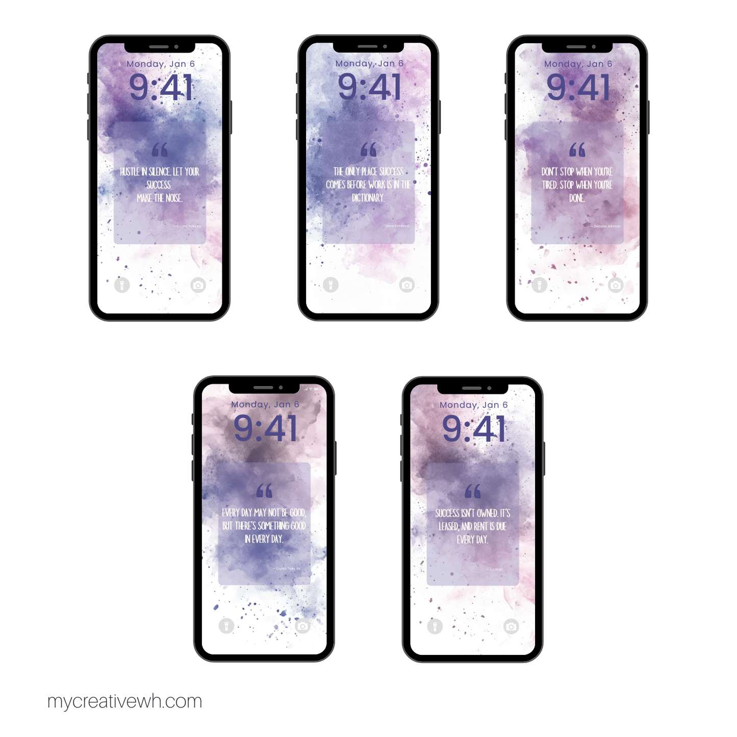Positive Quotes Pink and Purple Watercolor Splash Phone Wallpapers