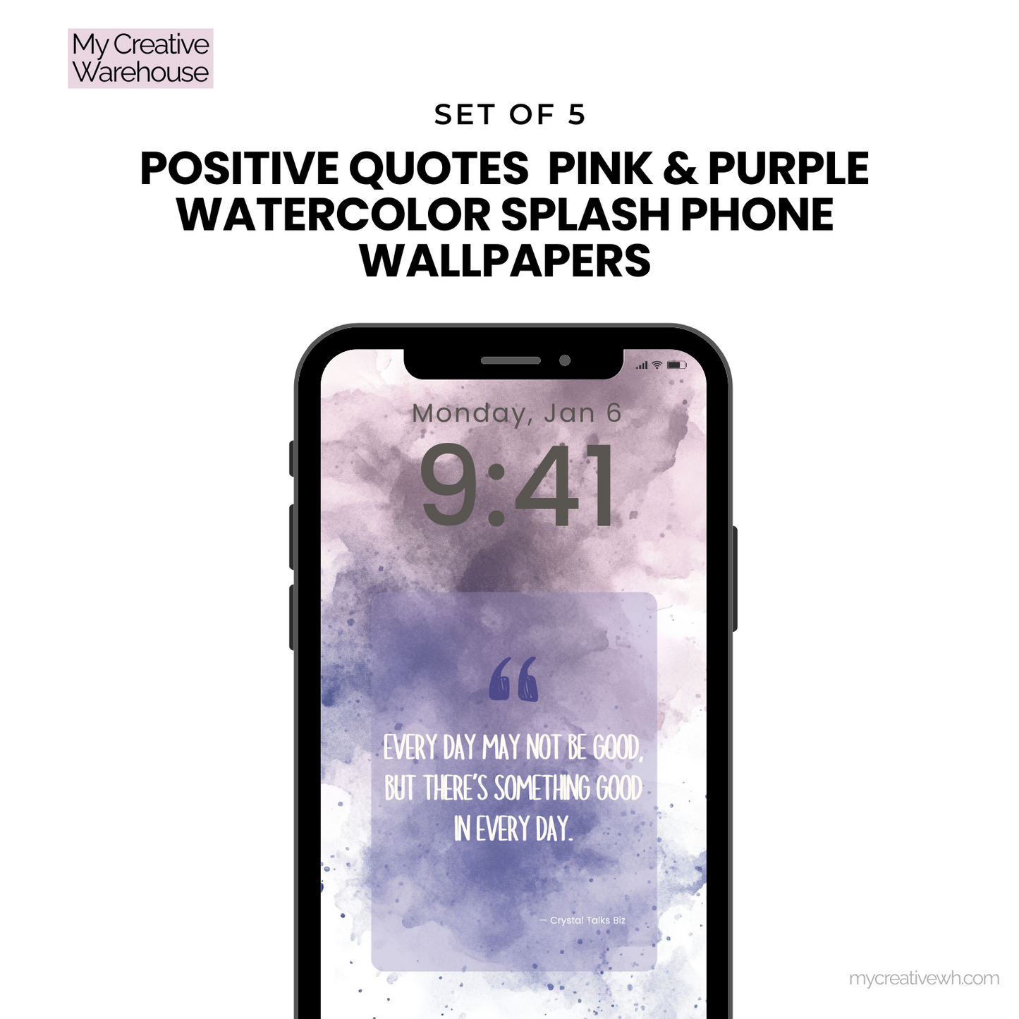 Positive Quotes Pink and Purple Watercolor Splash Phone Wallpapers