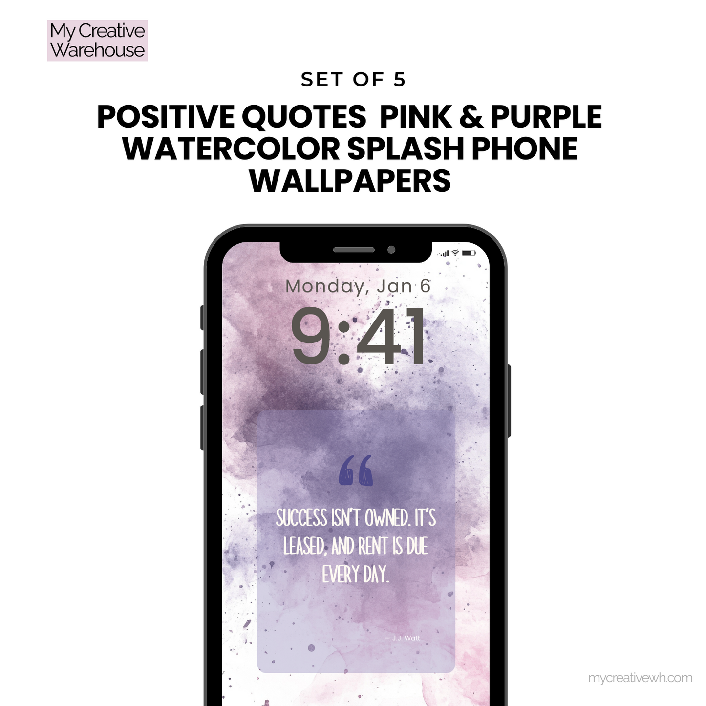 Positive Quotes Pink and Purple Watercolor Splash Phone Wallpapers