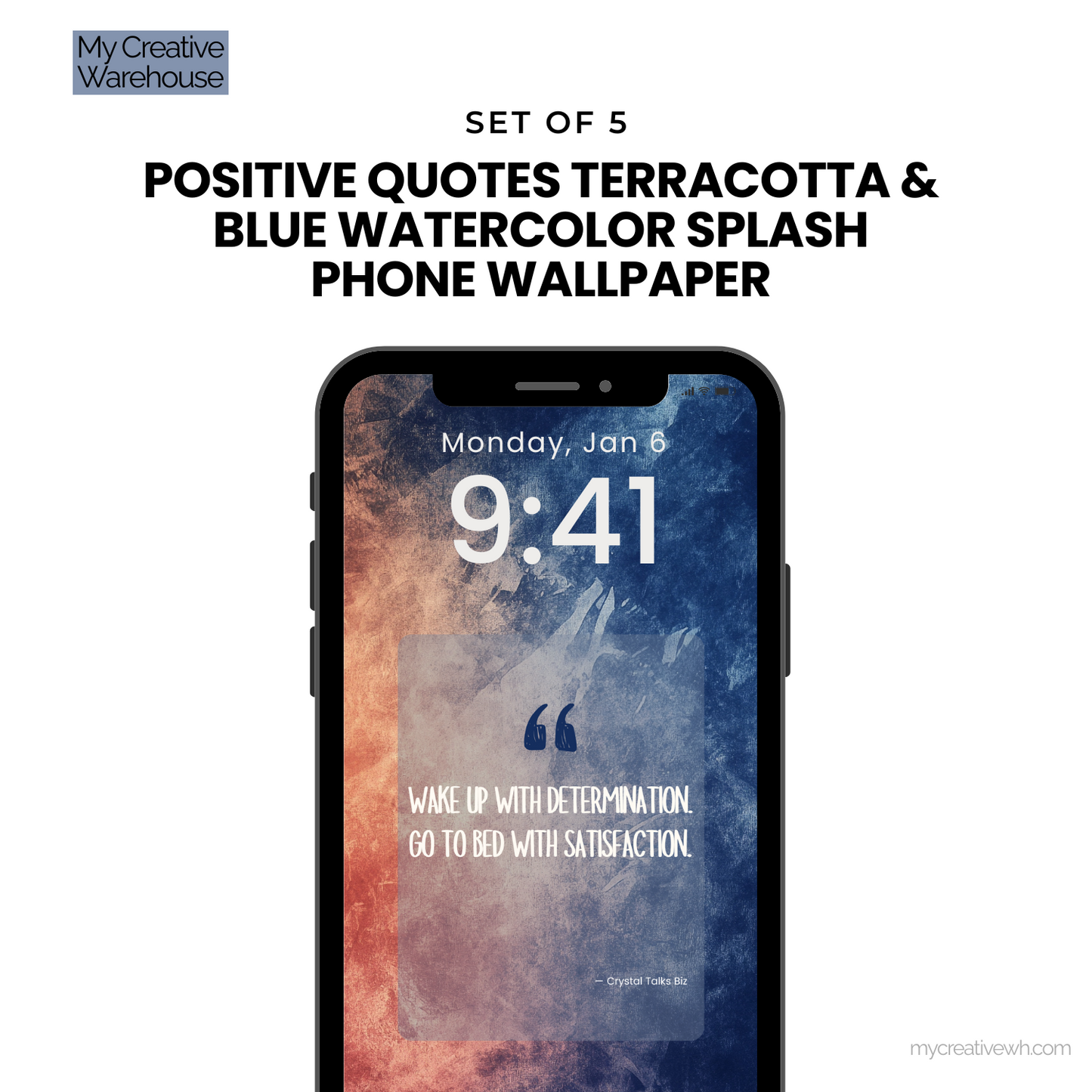 Positive Quotes Terracotta and Blue Watercolor Splash Phone Wallpaper