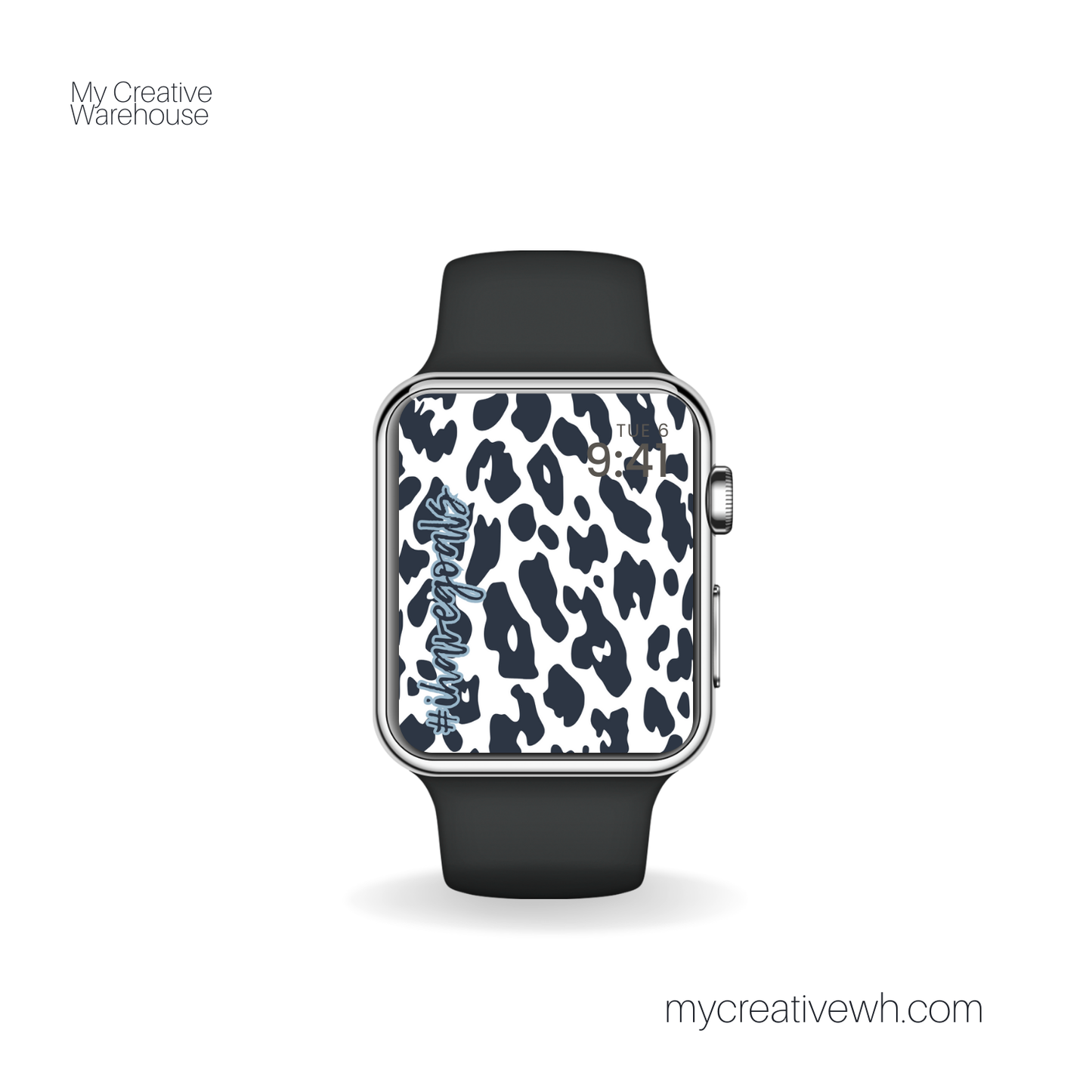 Positive Shades of Blue Leopard Print Apple Watch Wallpaper