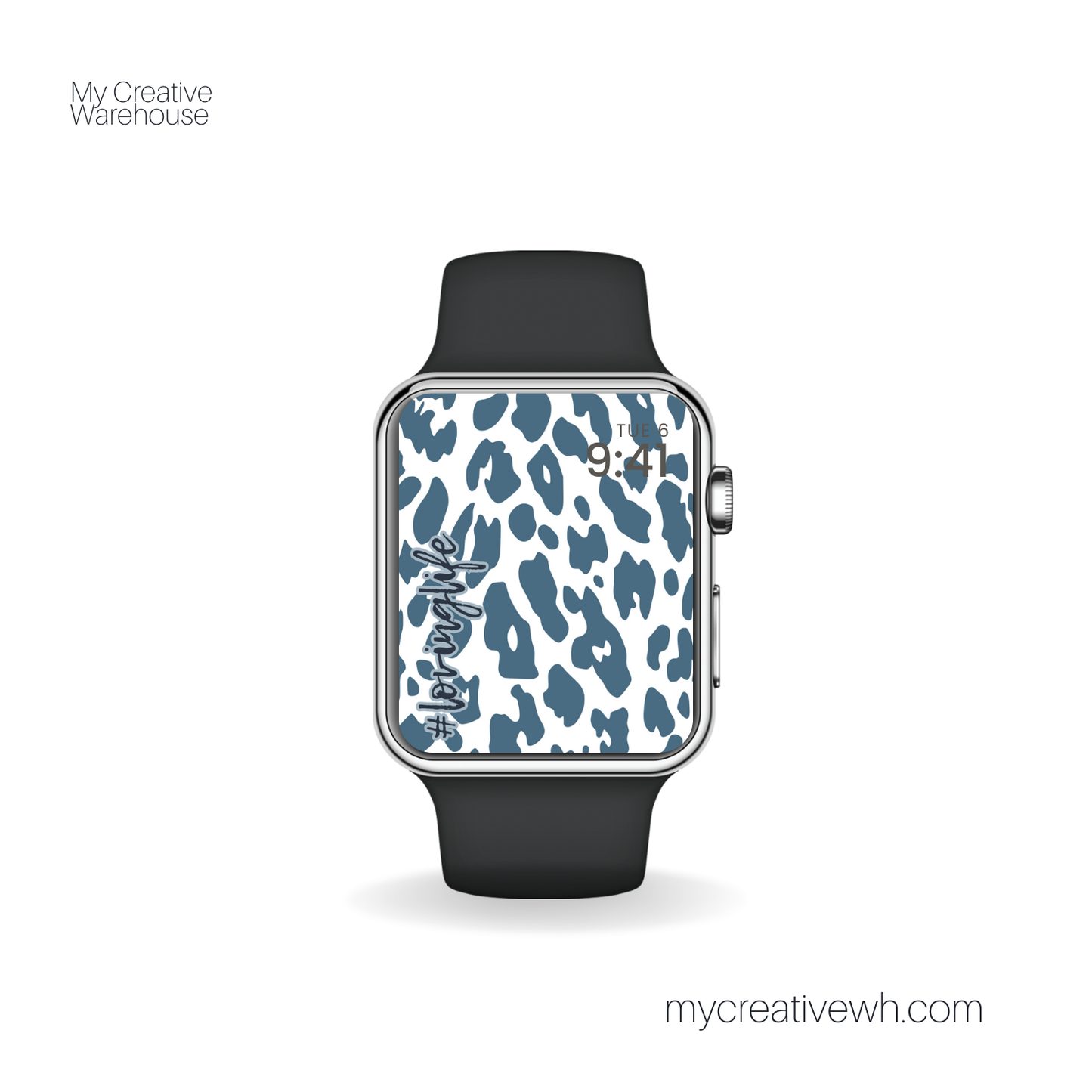 Positive Shades of Blue Leopard Print Apple Watch Wallpaper