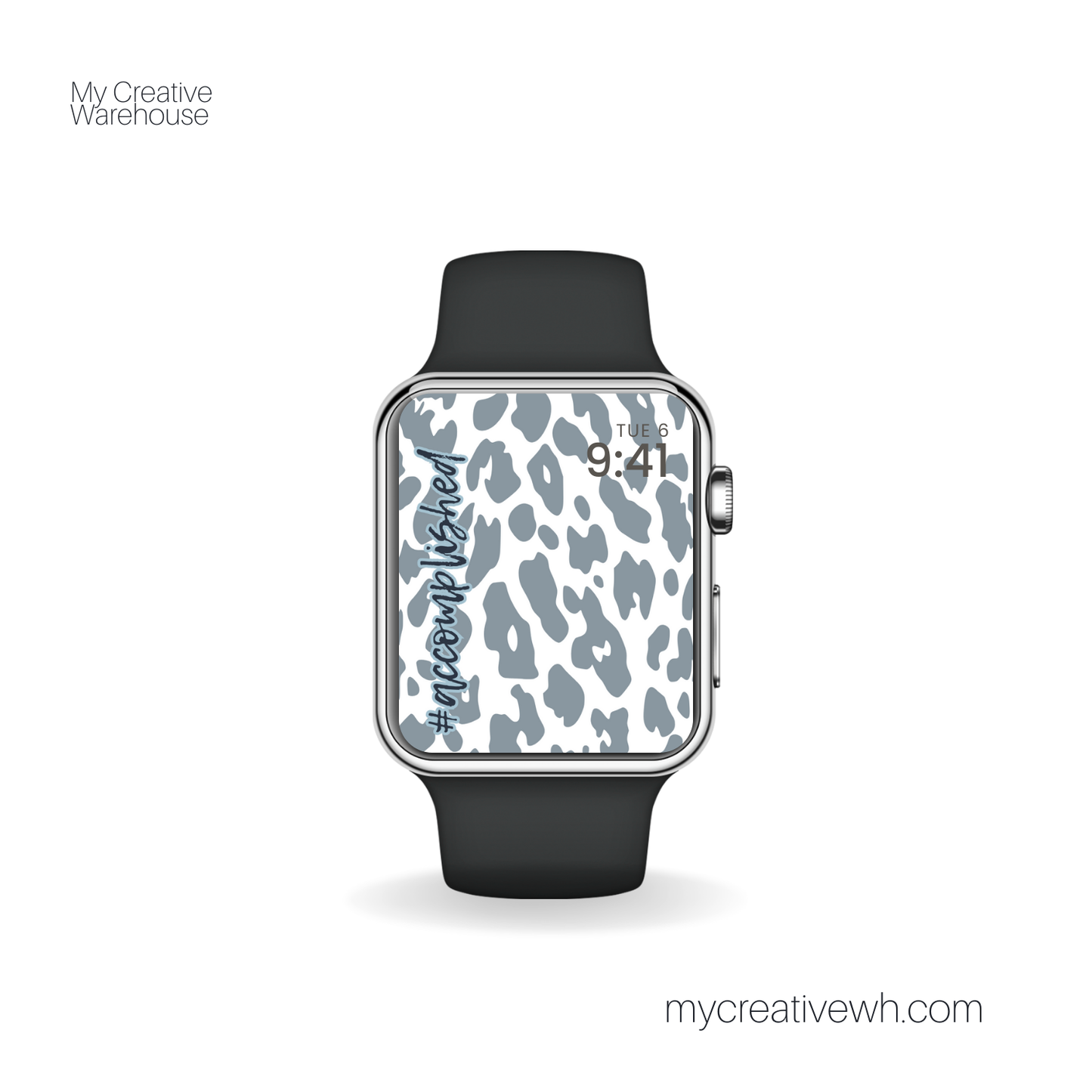 Positive Shades of Blue Leopard Print Apple Watch Wallpaper