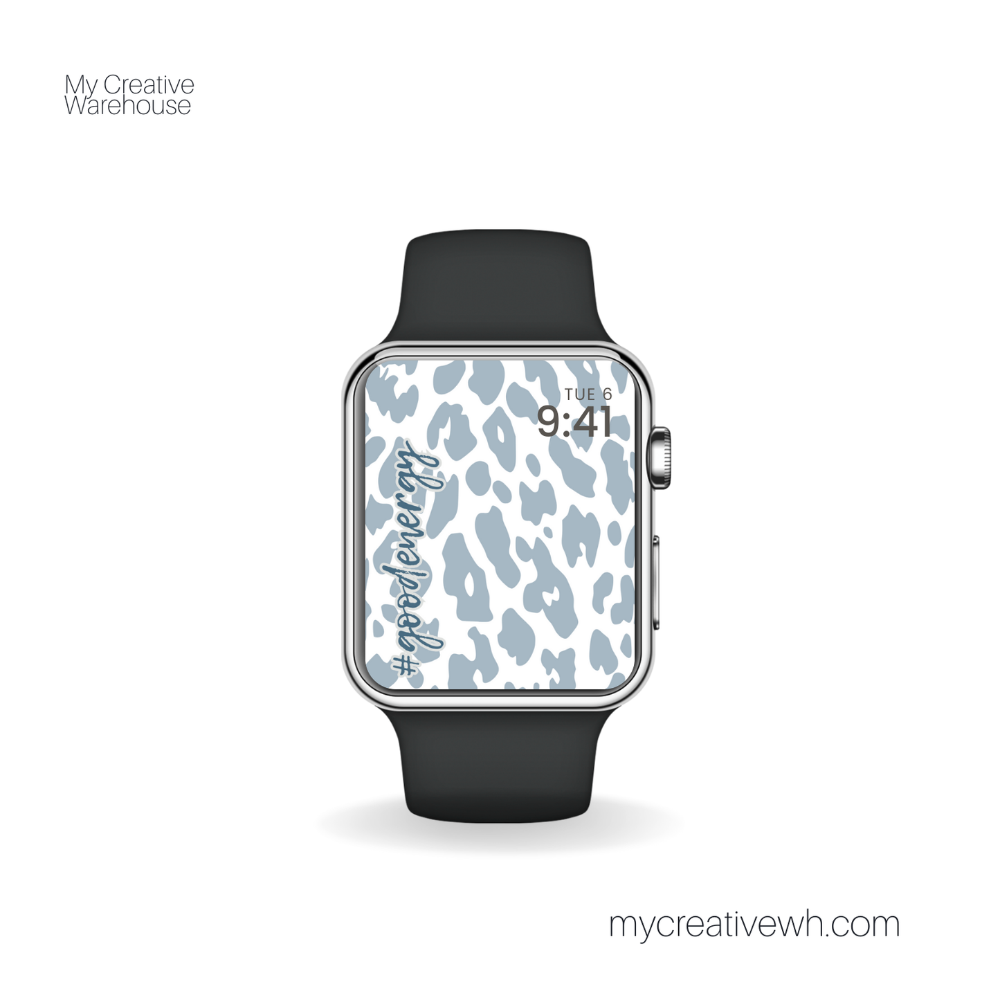 Positive Shades of Blue Leopard Print Apple Watch Wallpaper