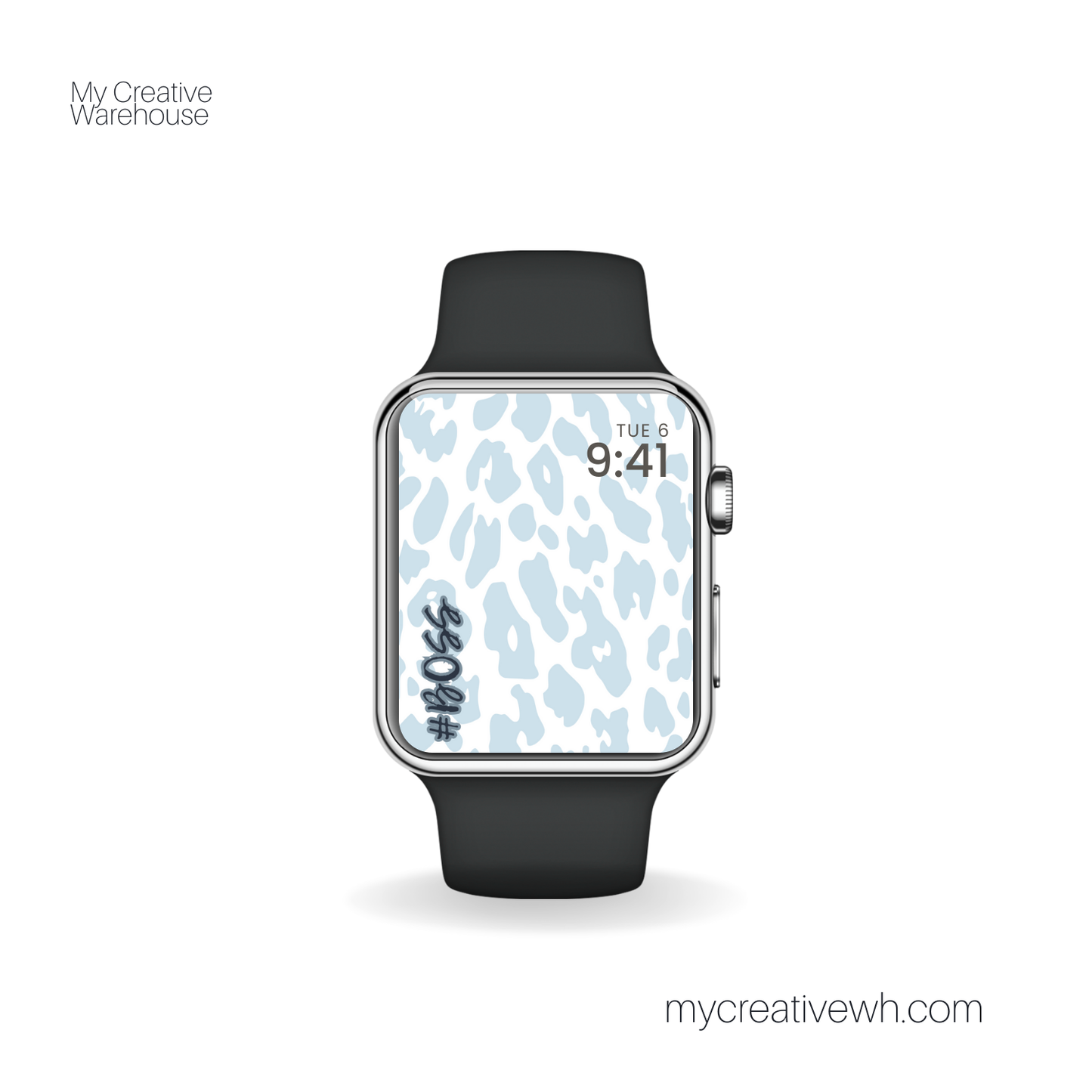 Positive Shades of Blue Leopard Print Apple Watch Wallpaper