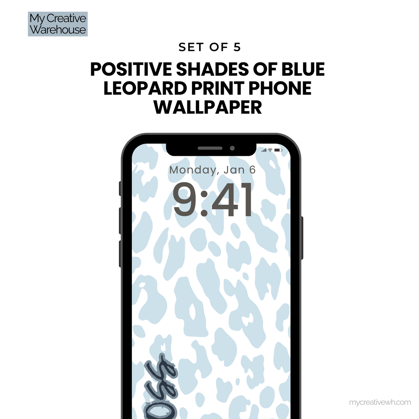 Positive Shades of Blue Leopard Print Phone Wallpaper