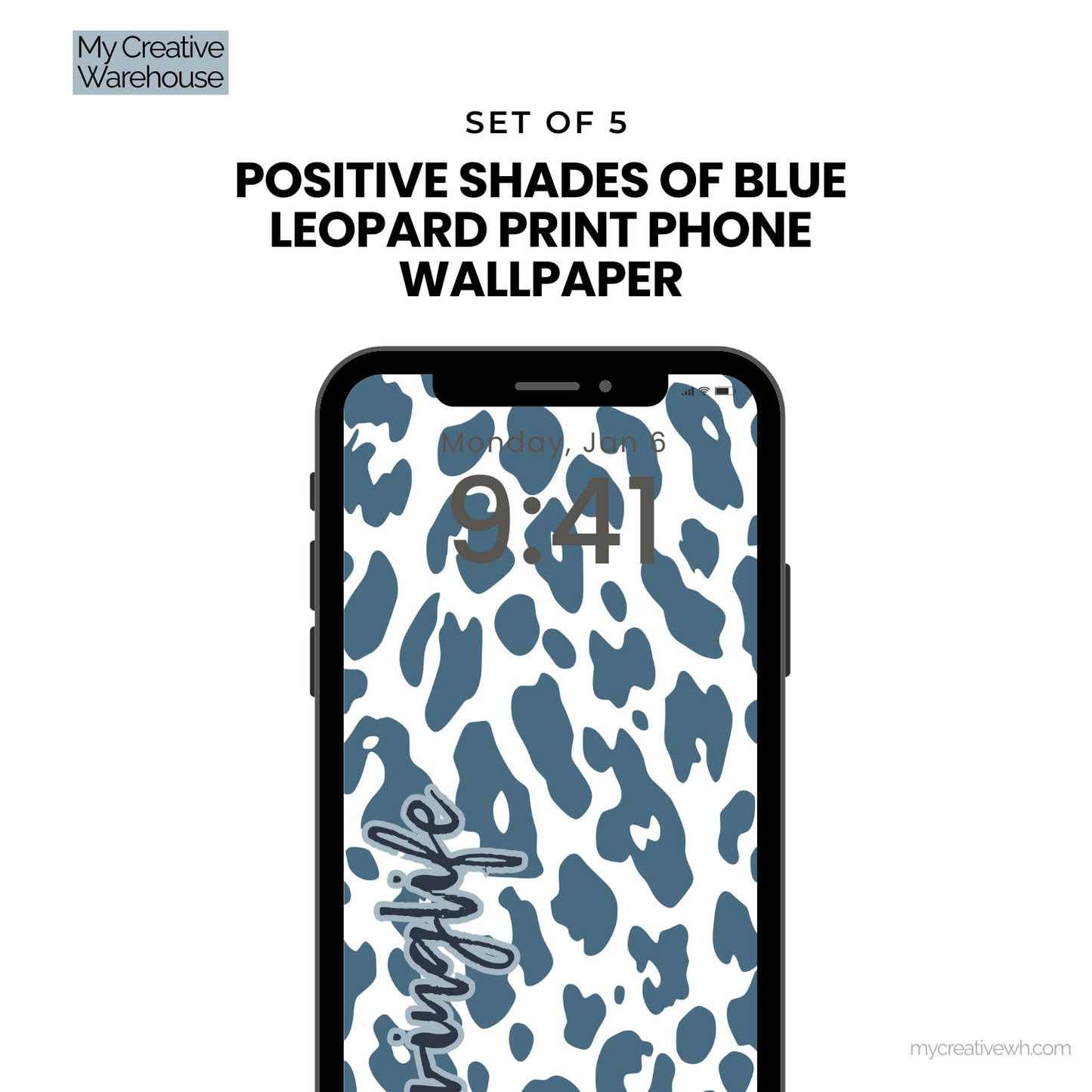 Positive Shades of Blue Leopard Print Phone Wallpaper