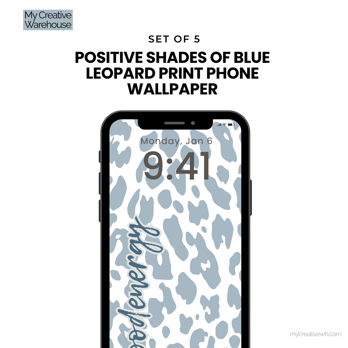 Positive Shades of Blue Leopard Print Phone Wallpaper