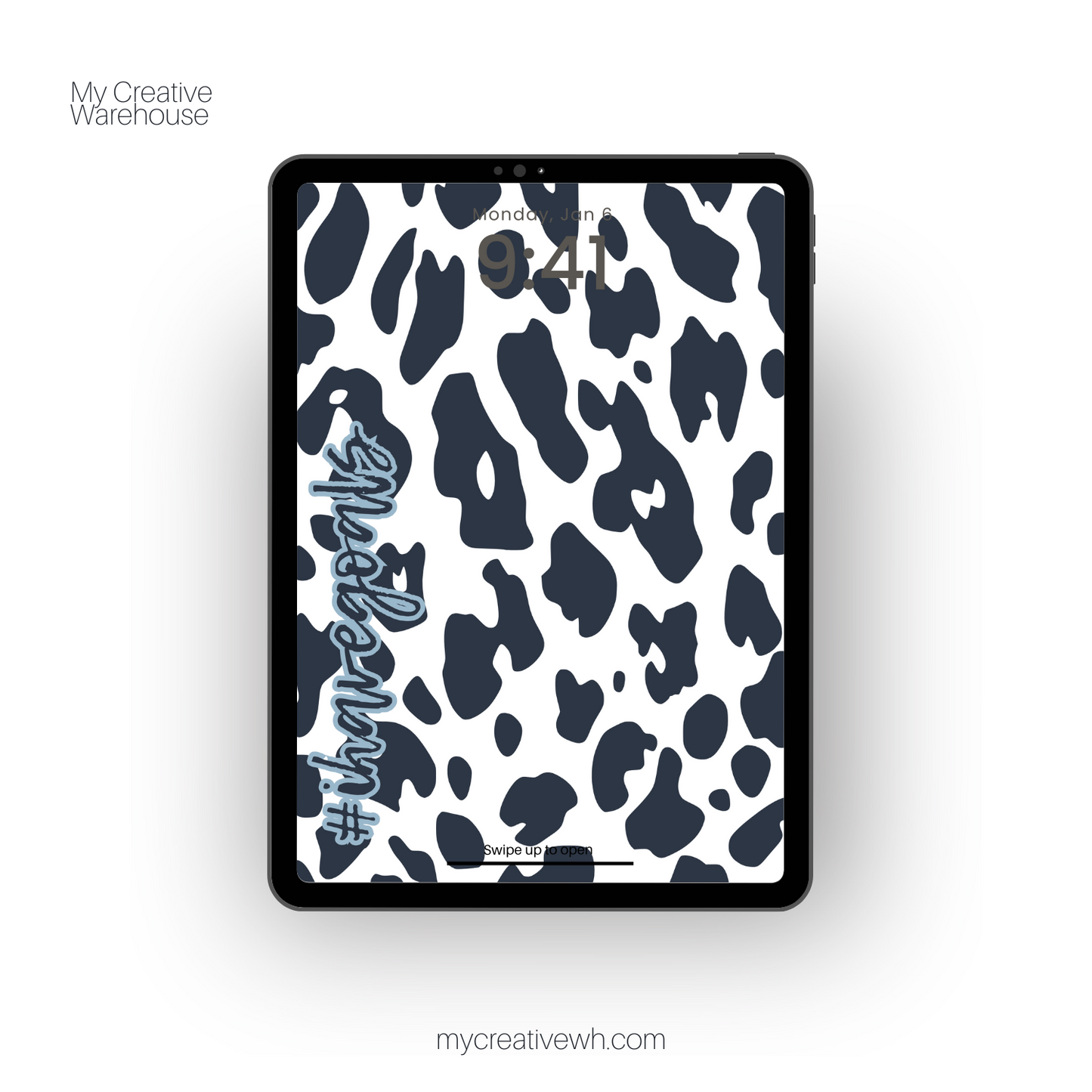 Positive Shades of Blue Leopard Print iPad Wallpaper
