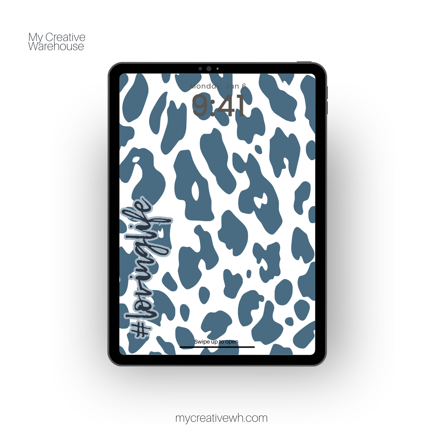 Positive Shades of Blue Leopard Print iPad Wallpaper