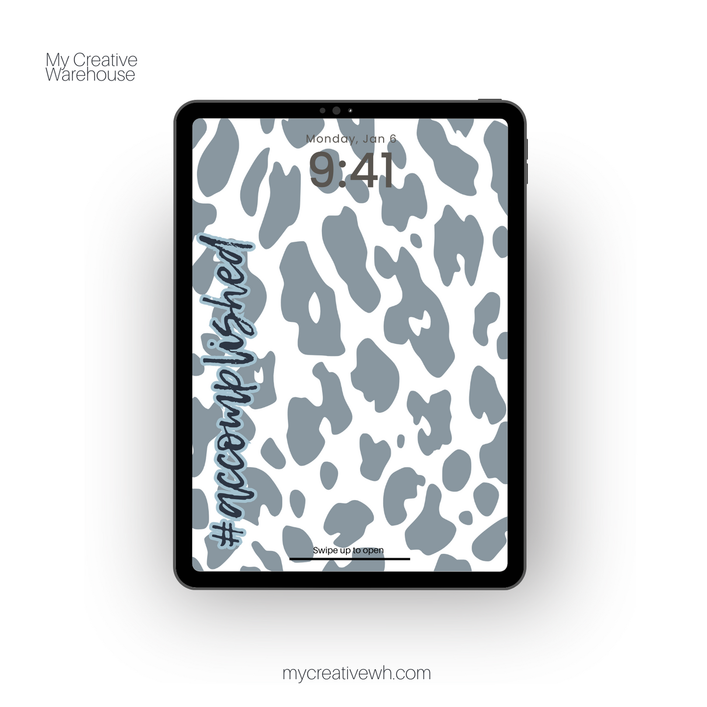 Positive Shades of Blue Leopard Print iPad Wallpaper