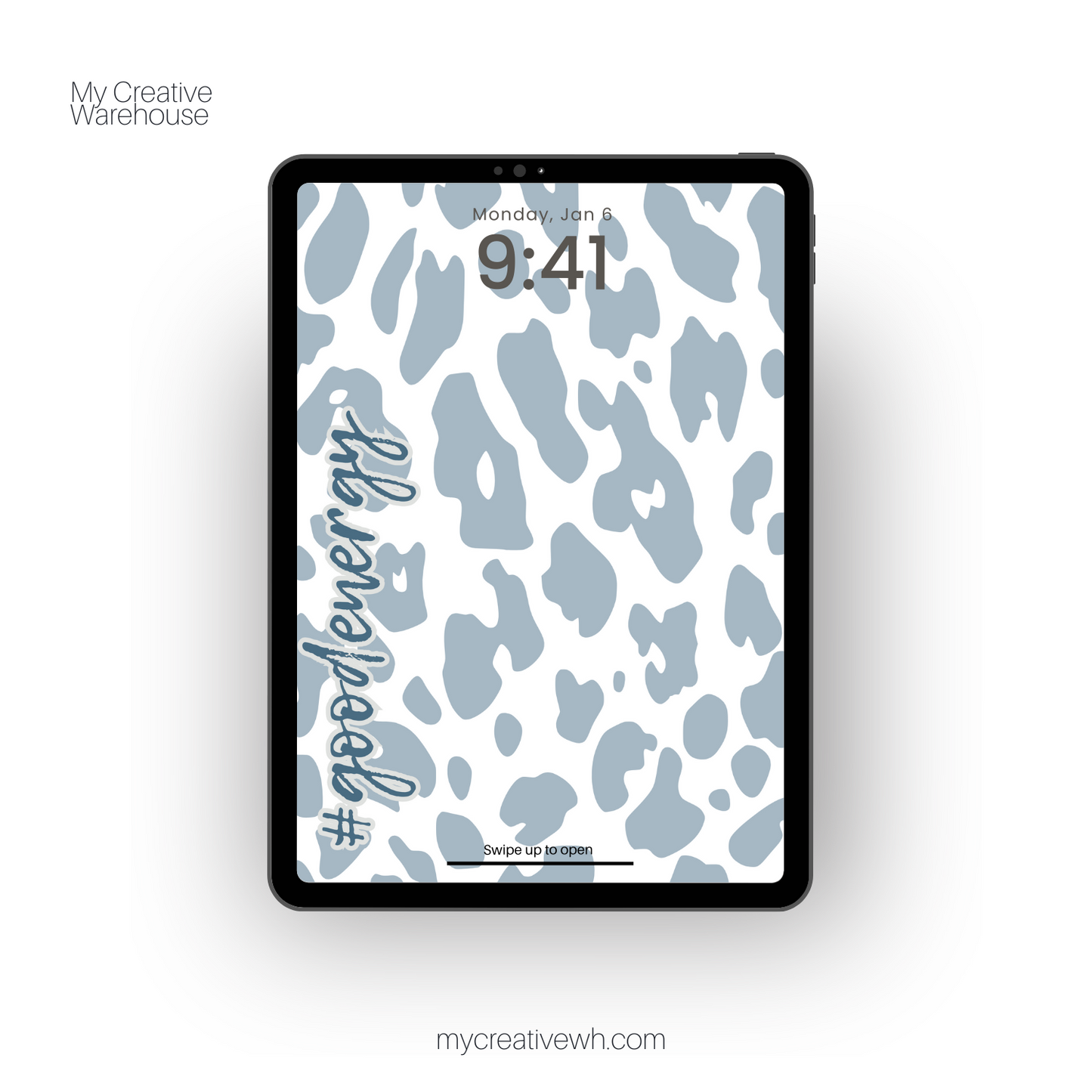 Positive Shades of Blue Leopard Print iPad Wallpaper