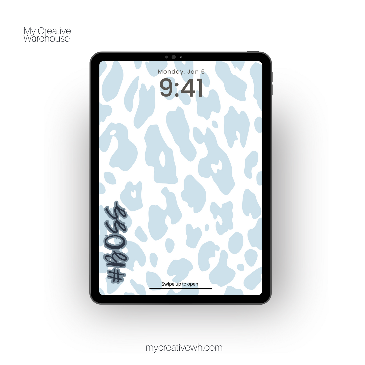 Positive Shades of Blue Leopard Print iPad Wallpaper