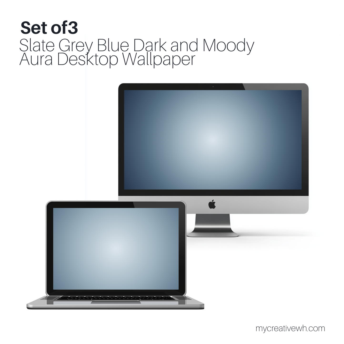 Slate Grey Blue Dark and Moody Aura Desktop Wallpaper
