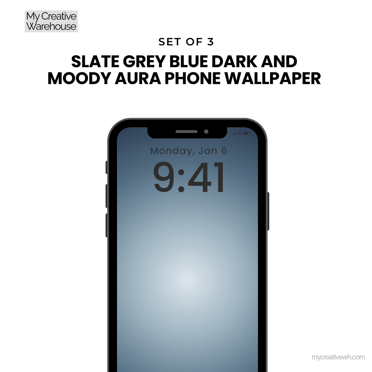 Slate Grey Blue Dark and Moody Aura Phone Wallpaper