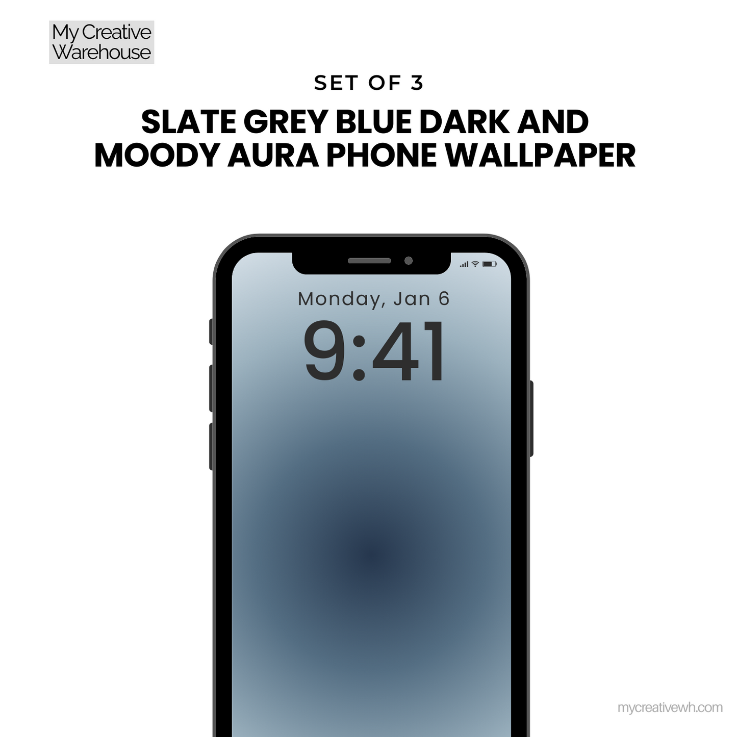 Slate Grey Blue Dark and Moody Aura Phone Wallpaper