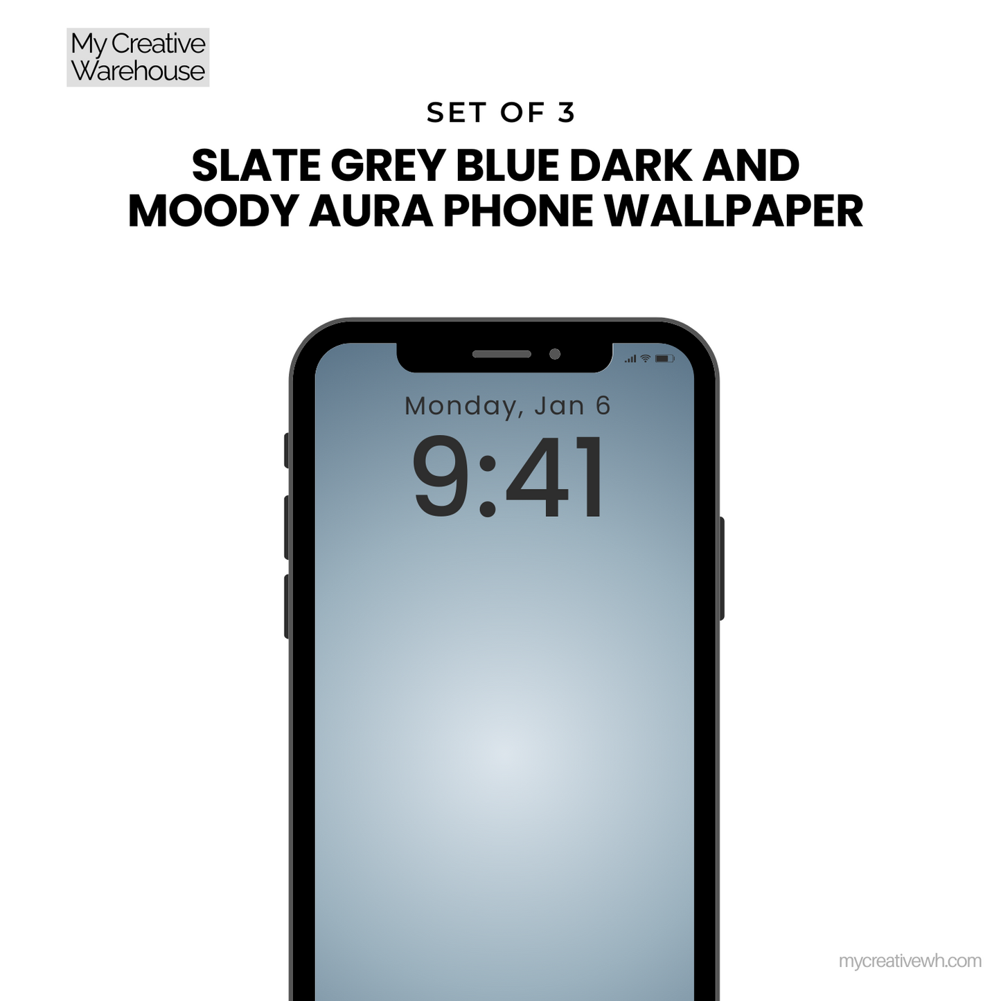 Slate Grey Blue Dark and Moody Aura Phone Wallpaper
