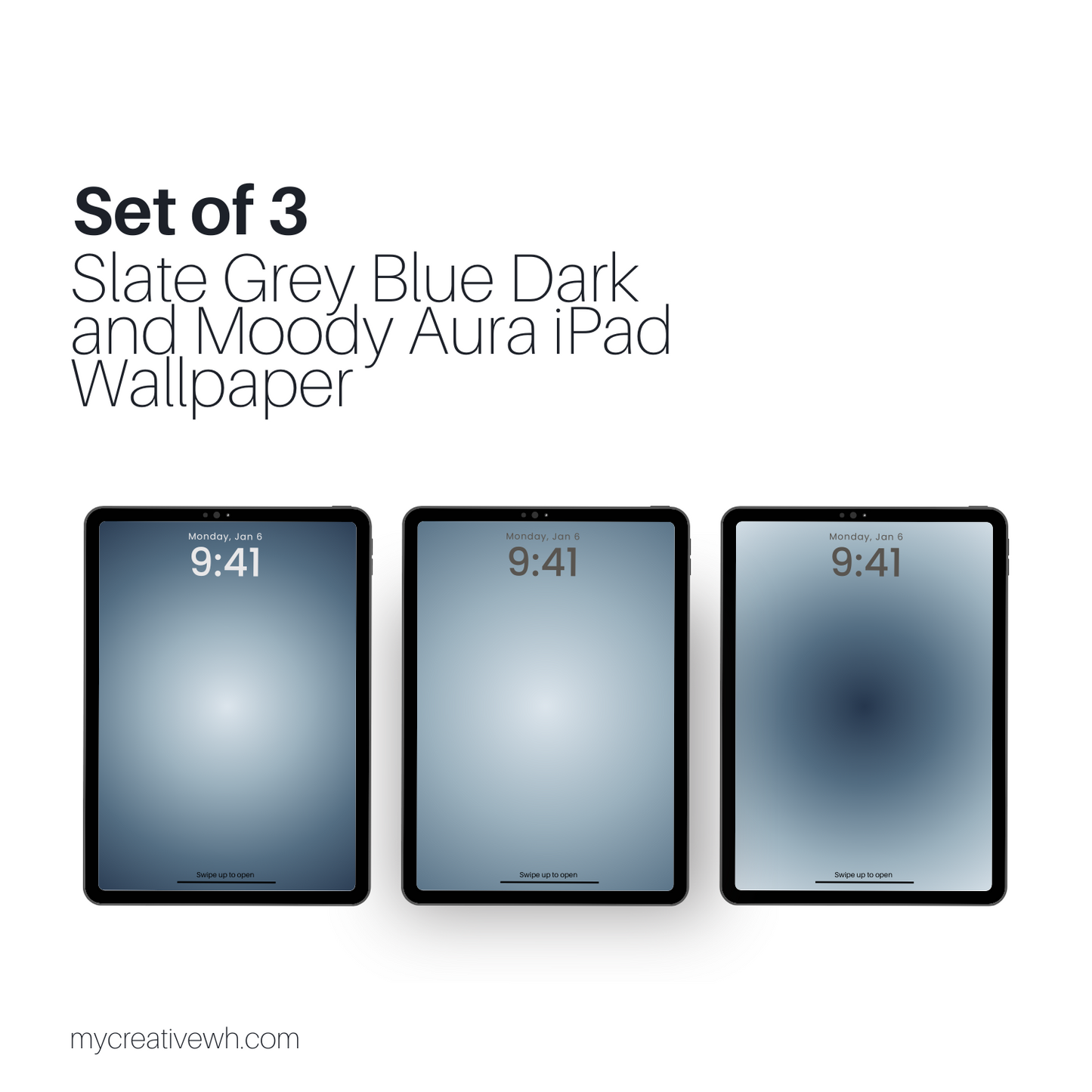 Slate Grey Blue Dark and Moody Aura iPad Wallpaper