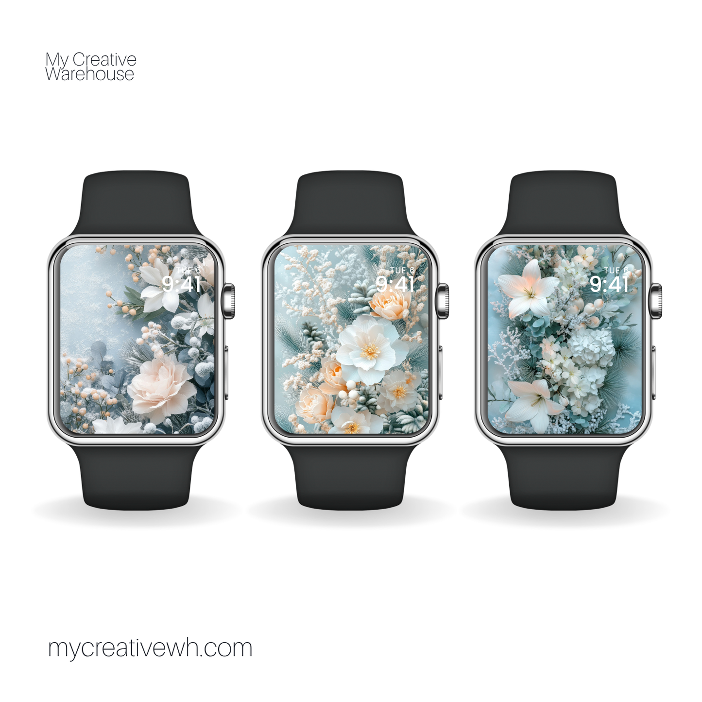 Soft Winter Floral Bouquet Apple Watch Wallpaper