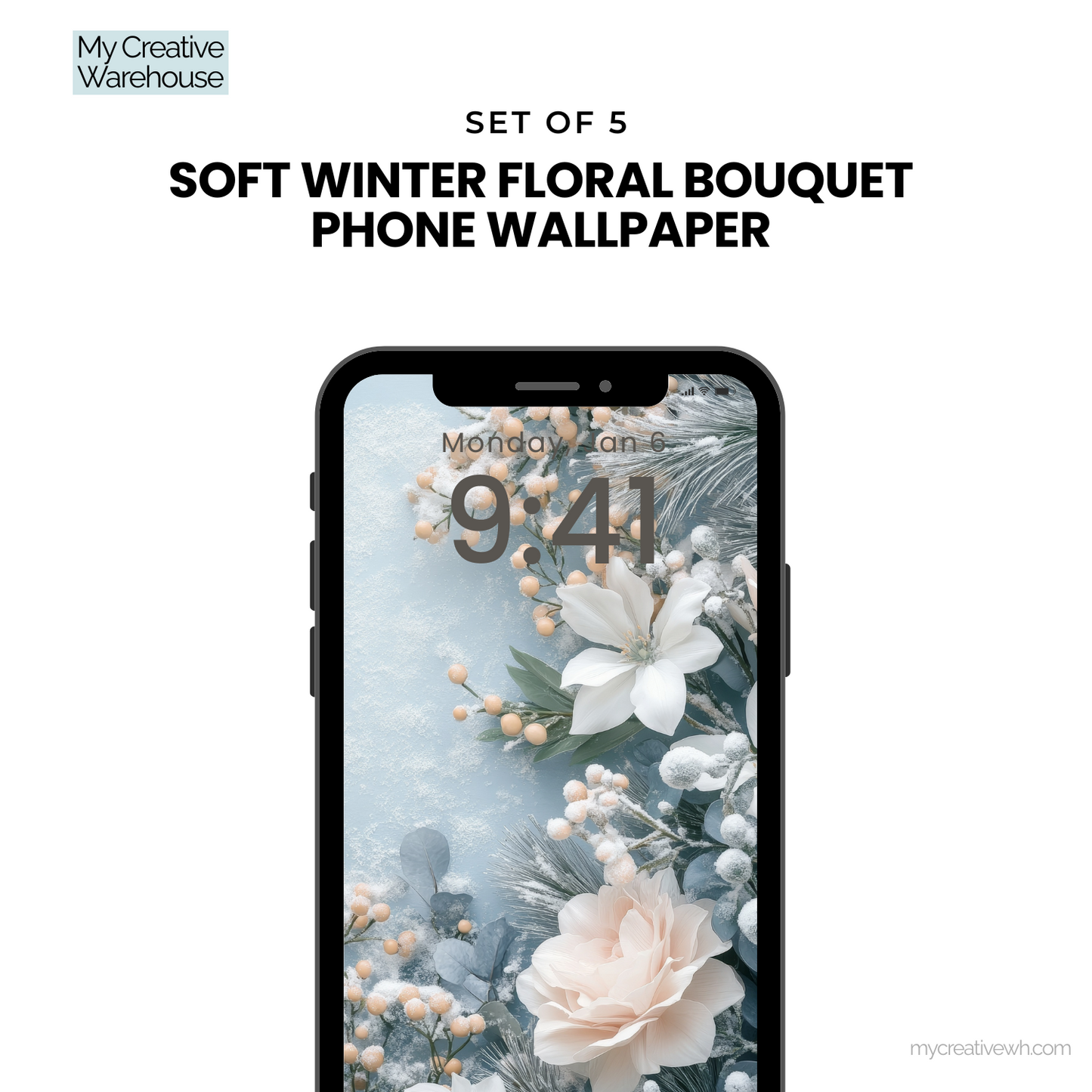 Soft Winter Floral Bouquet Phone WallPaper