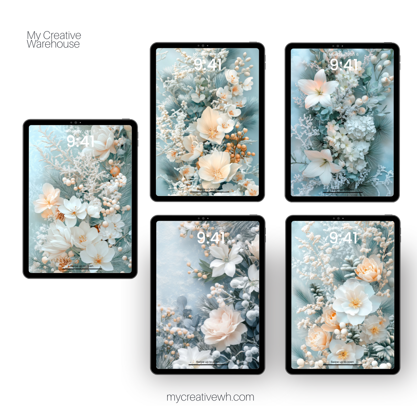 Soft Winter Floral Bouquet iPad Wallpaper