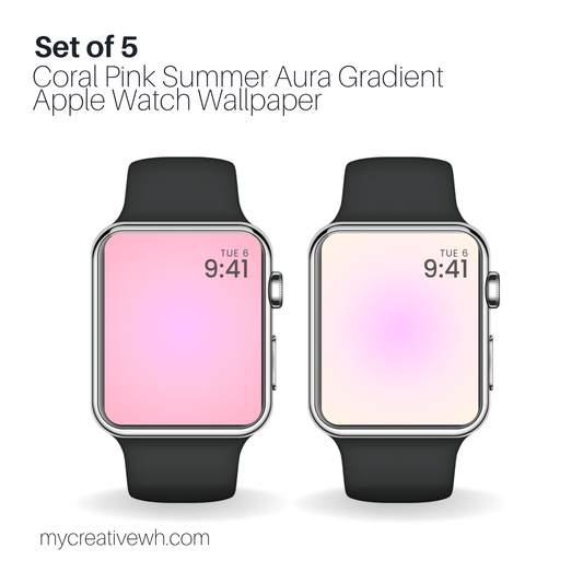 Coral Pink Summer Aura Gradient Apple Smart Watch Wallpaper