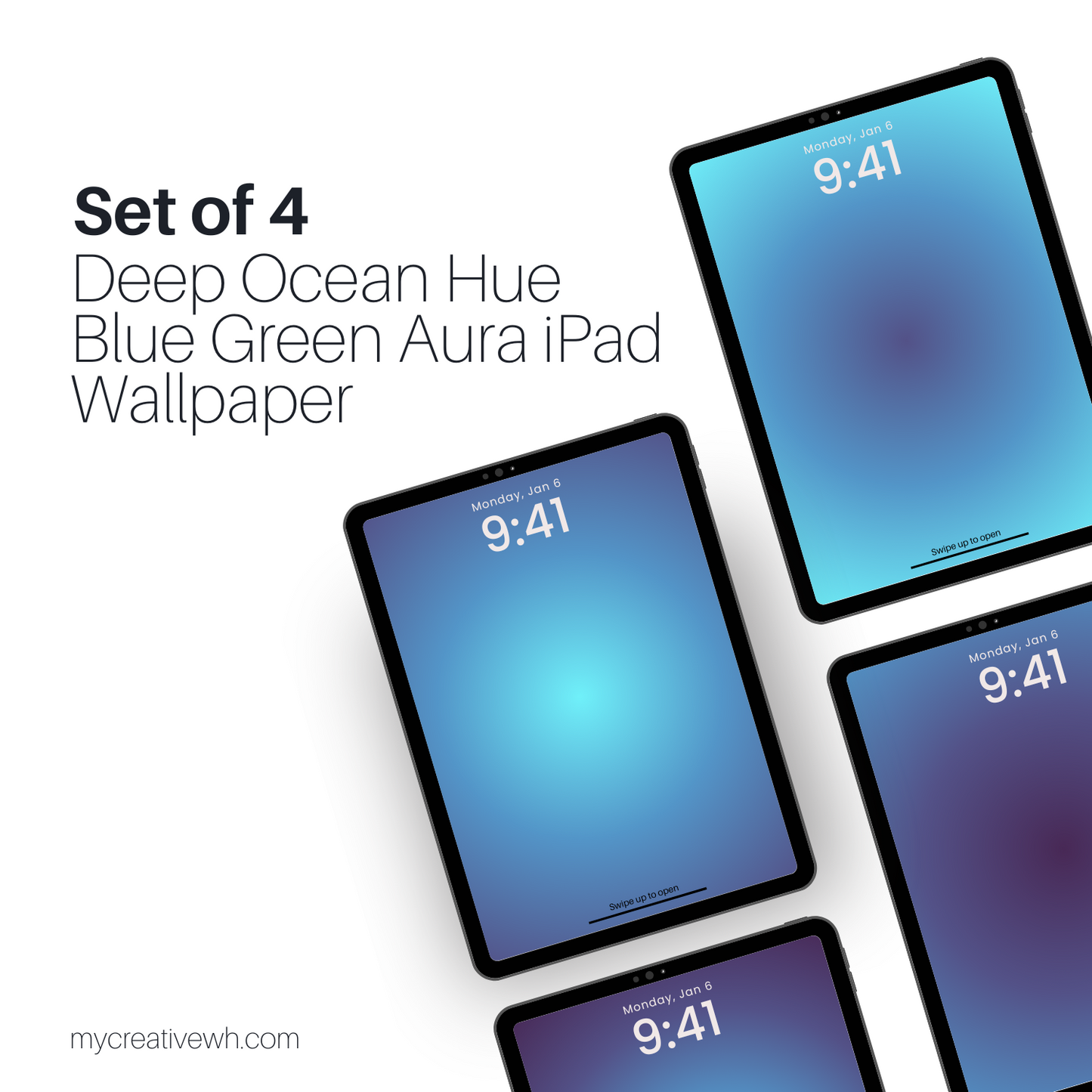 Deep Ocean Hue Blue Green Aura iPad Wallpaper