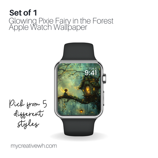 Glowing Pixie Fairy in the Forest Apple Watch Wallpaper