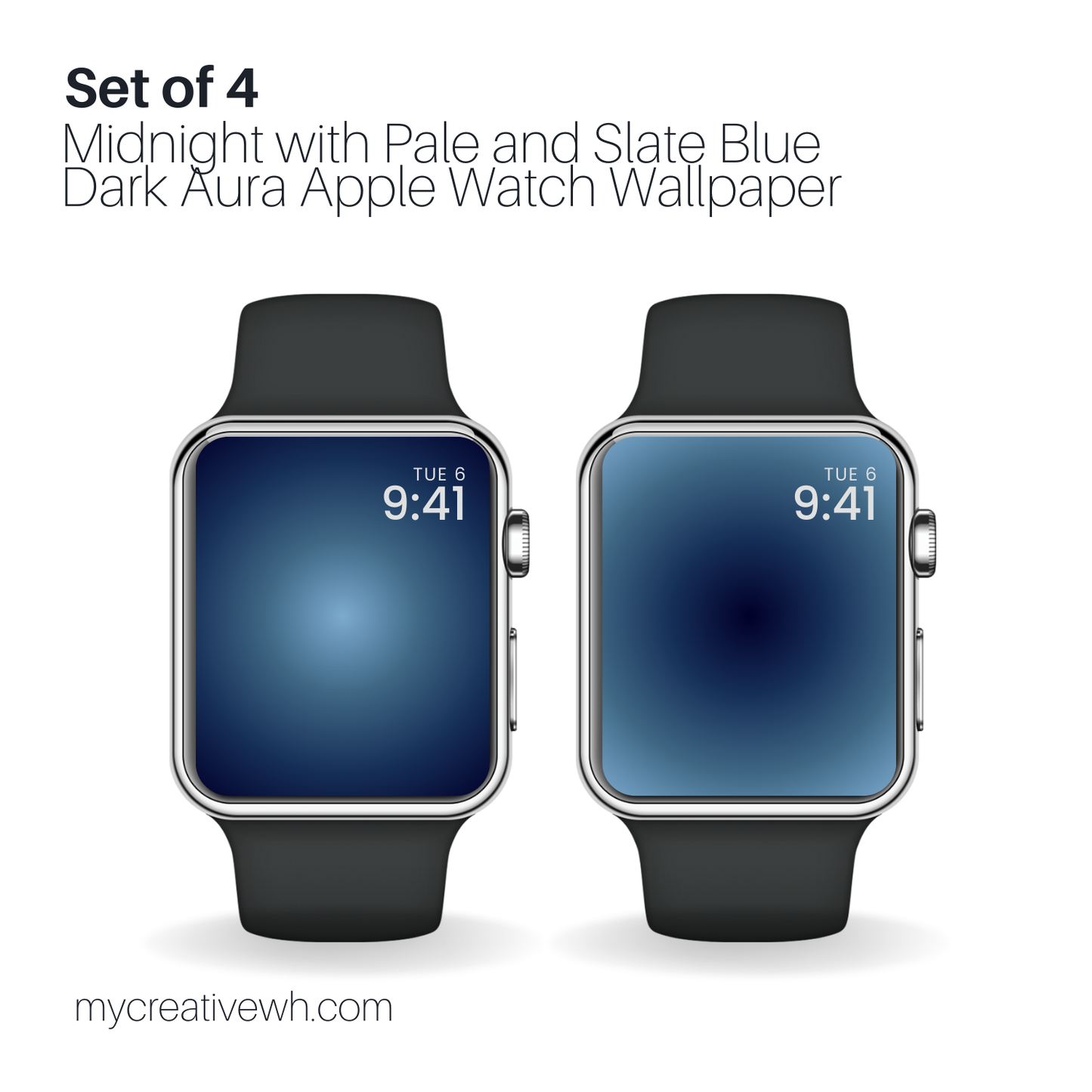 Midnight with Pale and Slate Blue Dark Aura Apple Watch Wallpaper
