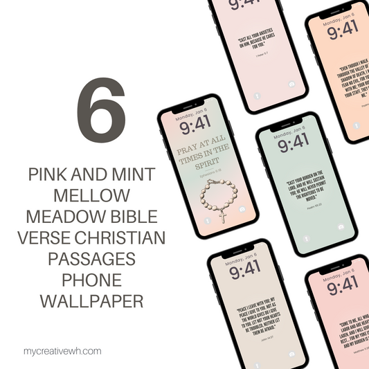 Pink and Mint Mellow Meadow Bible Verse Christian Passages Phone Wallpaper