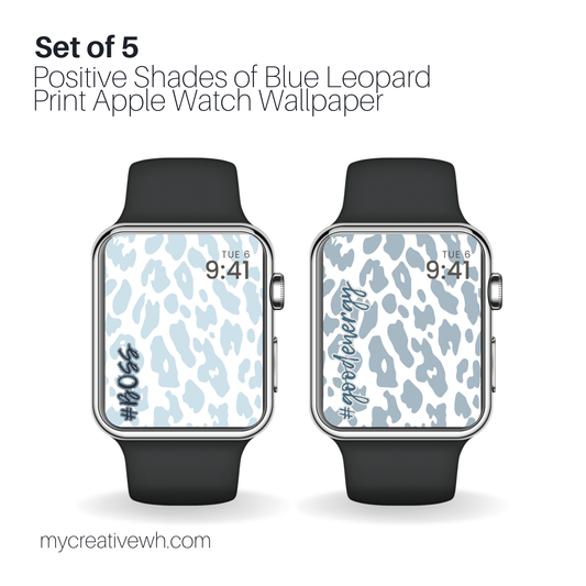 Positive Shades of Blue Leopard Print Apple Watch Wallpaper