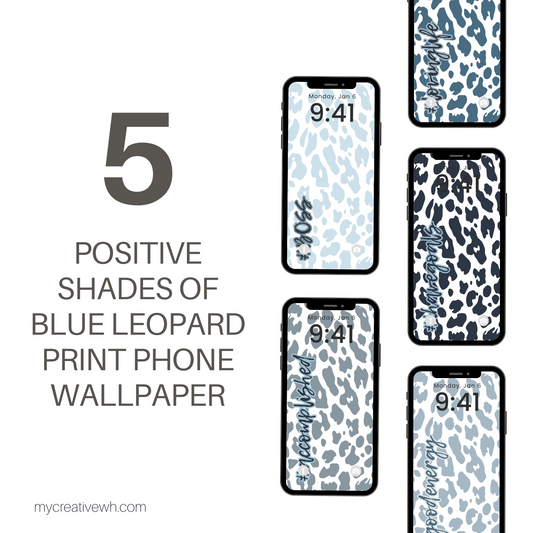 Positive Shades of Blue Leopard Print Phone Wallpaper