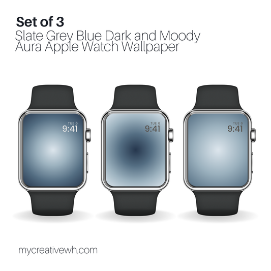 Slate Grey Blue Dark and Moody Aura Apple Watch Wallpaper