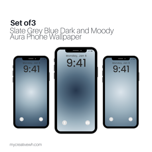 Slate Grey Blue Dark and Moody Aura Phone Wallpaper
