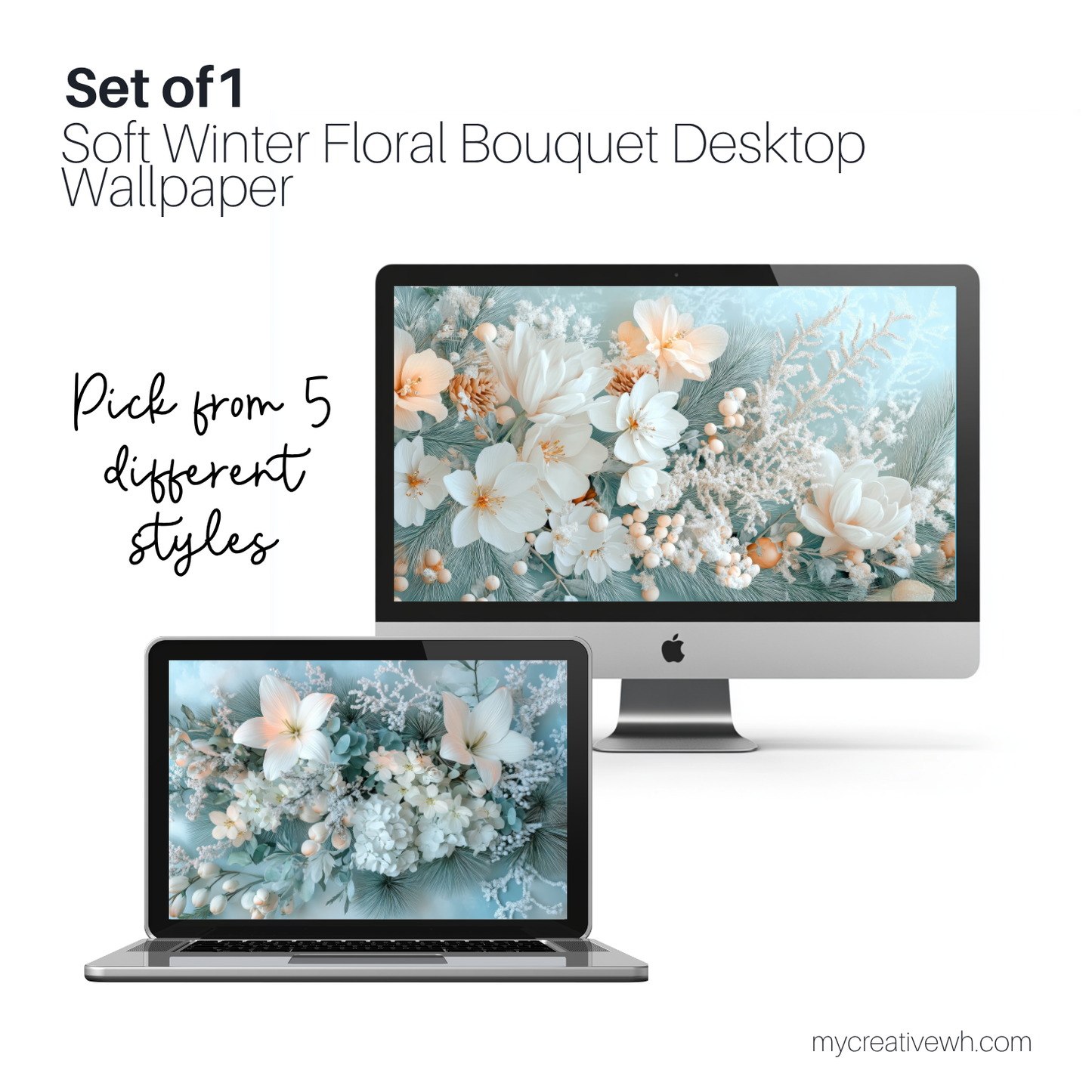 Soft Winter Floral Bouquet Desktop Wallpaper