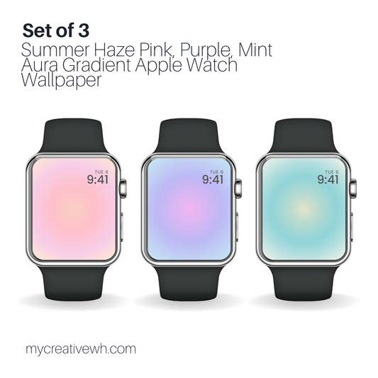 Summer Haze Pink, Purple, Mint Aura Gradient Apple Watch Wallpaper