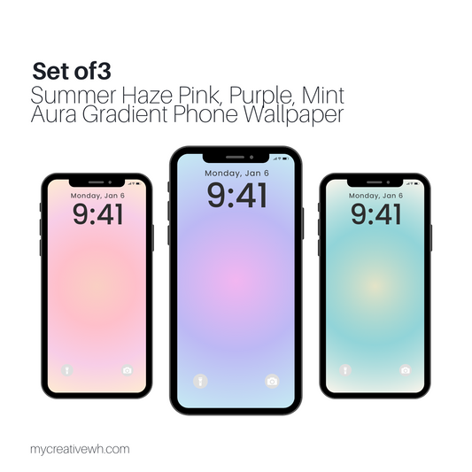 Summer Haze Pink, Purple, Mint Aura Gradient Phone Wallpaper