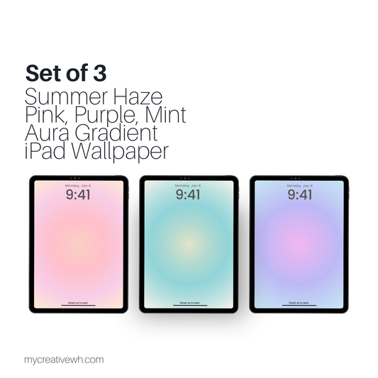 Summer Haze Pink, Purple, Mint Aura Gradient iPad Wallpaper