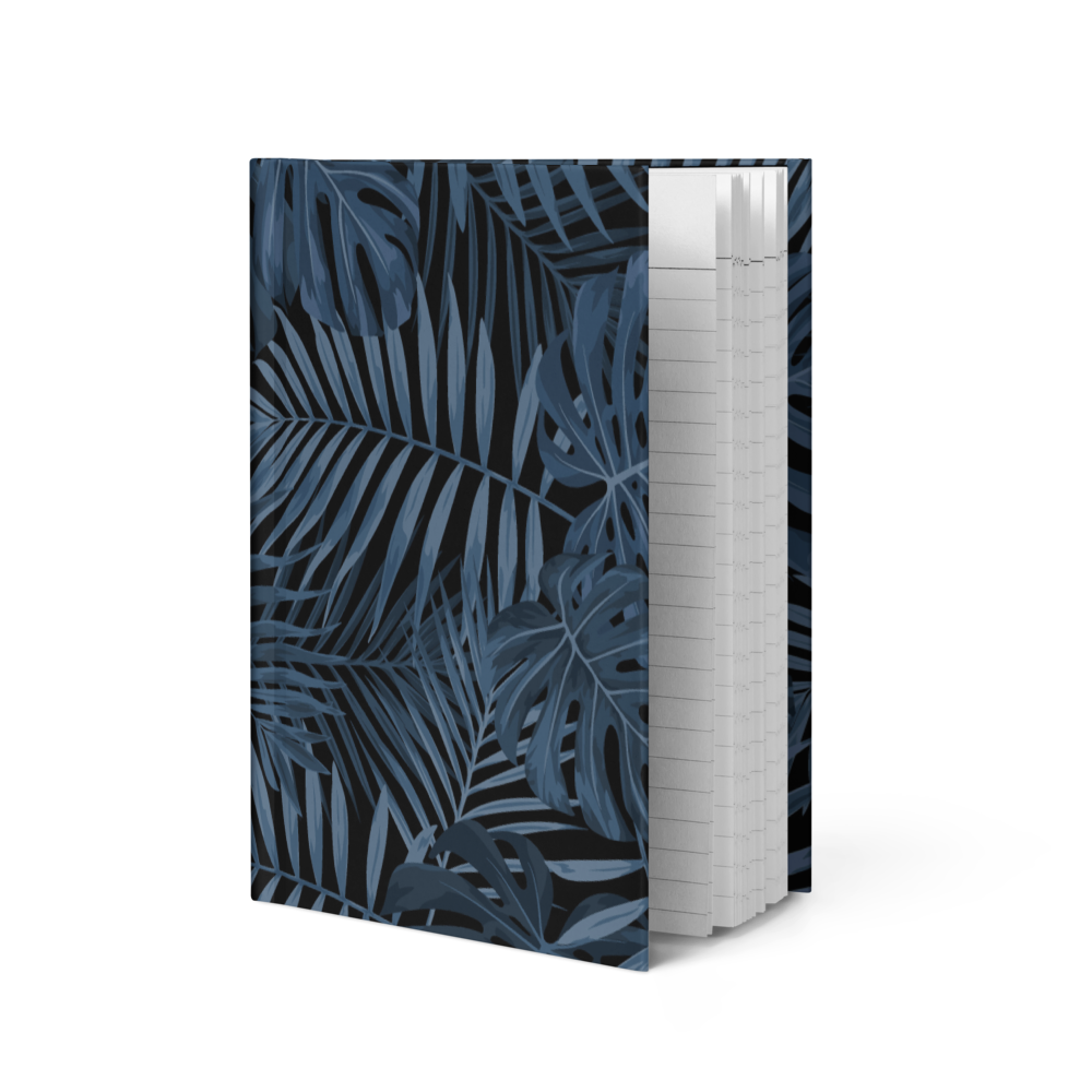 Navy Blue Palm Leaf Hardcover Journal Matte